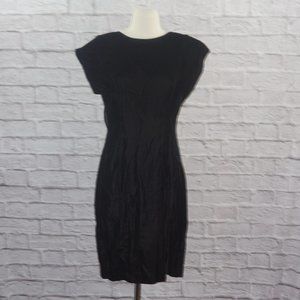Vintage 80s ILGWU  Black Velvet Bow Dress 6